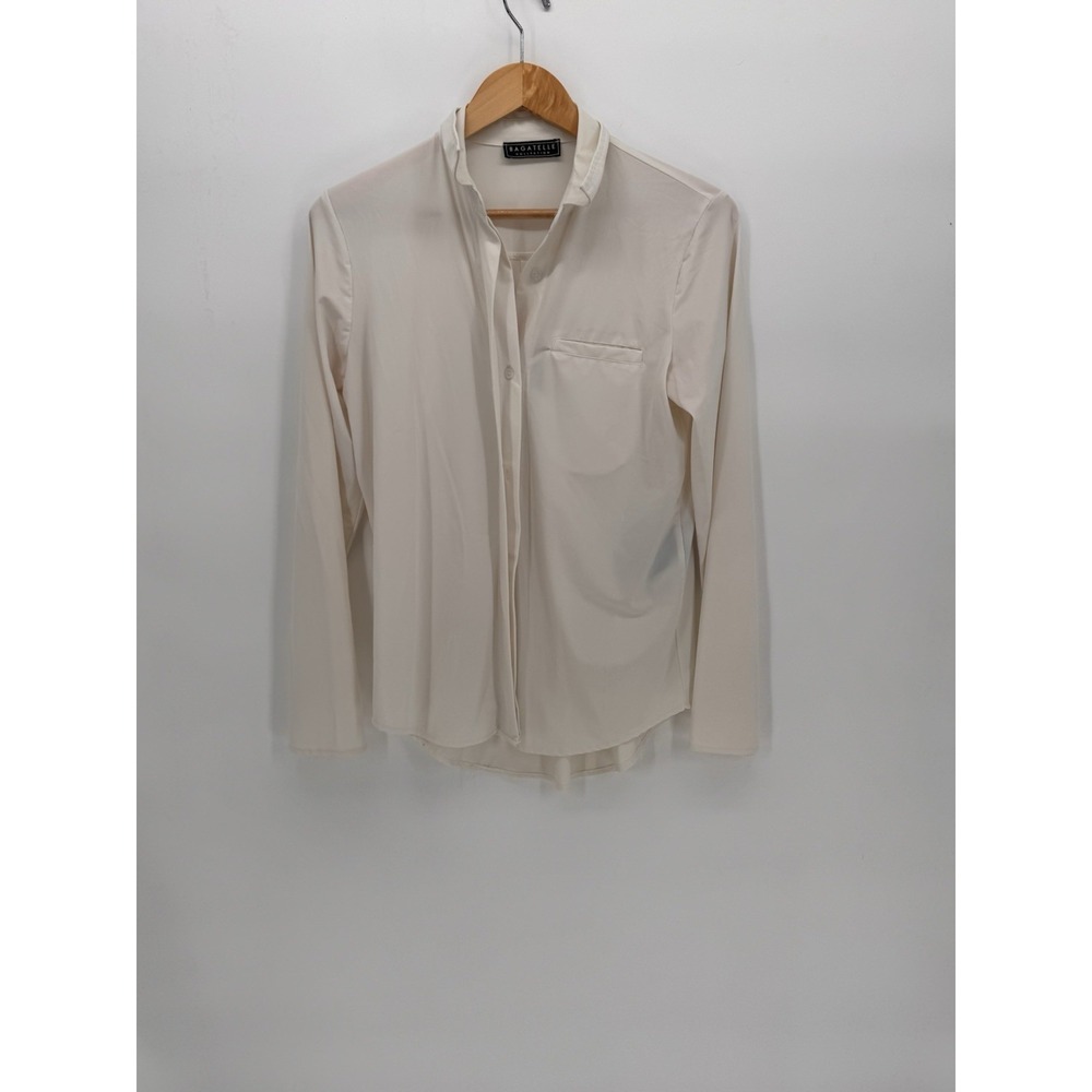 Bagatelle Collections Women's Long Sleeve White Button Up Collared Blouse Size M